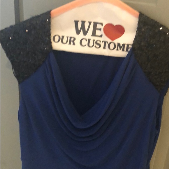 Black sequin should cocktail dress - Picture 1 of 4